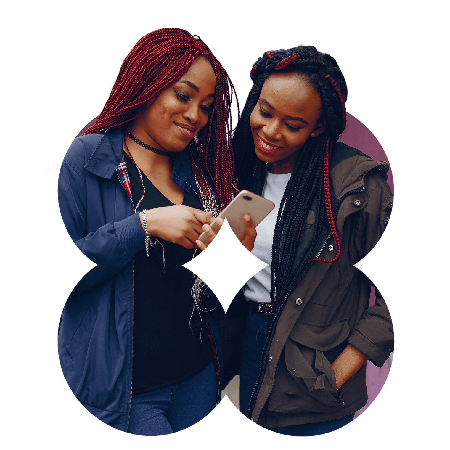 Two women looking at the PadiePay app together